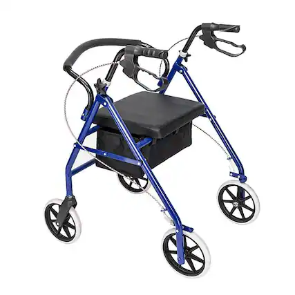 Front. Winado - Foldable Rollator Walker Mobility Rollator with Seat, 8" Wheels, Adjustable Height, Removable Backrest, 286lbs Capacity - Black & Blue.