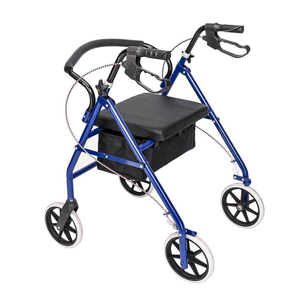 Front. Winado - Foldable Rollator Walker Mobility Rollator with Seat, 8" Wheels, Adjustable Height, Removable Backrest, 286lbs Capacity - Black & Blue.