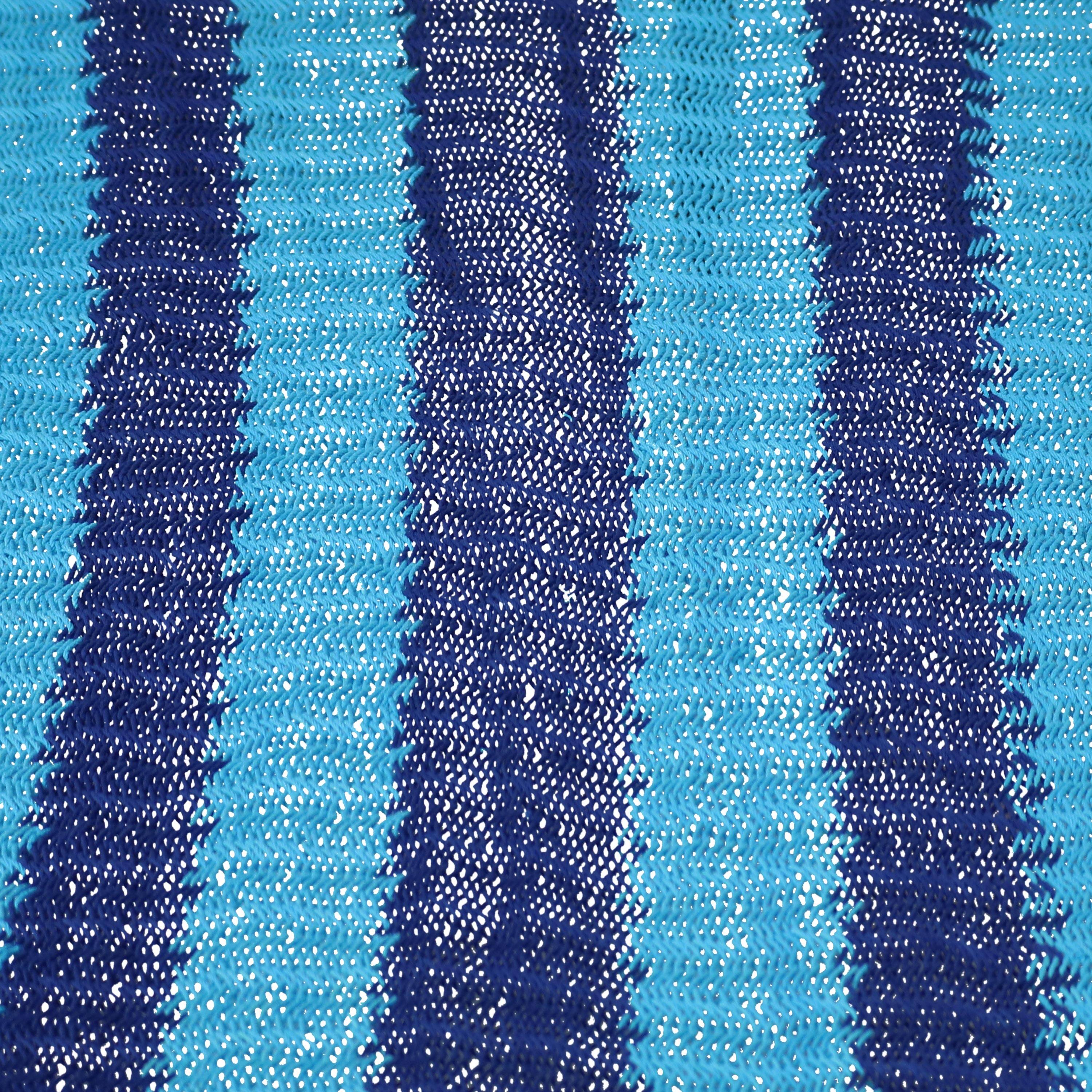 Alt View 4. Sunnydaze - 2-Person Woven Rope Hammock with Spreader Bars and Fringe - Blue.