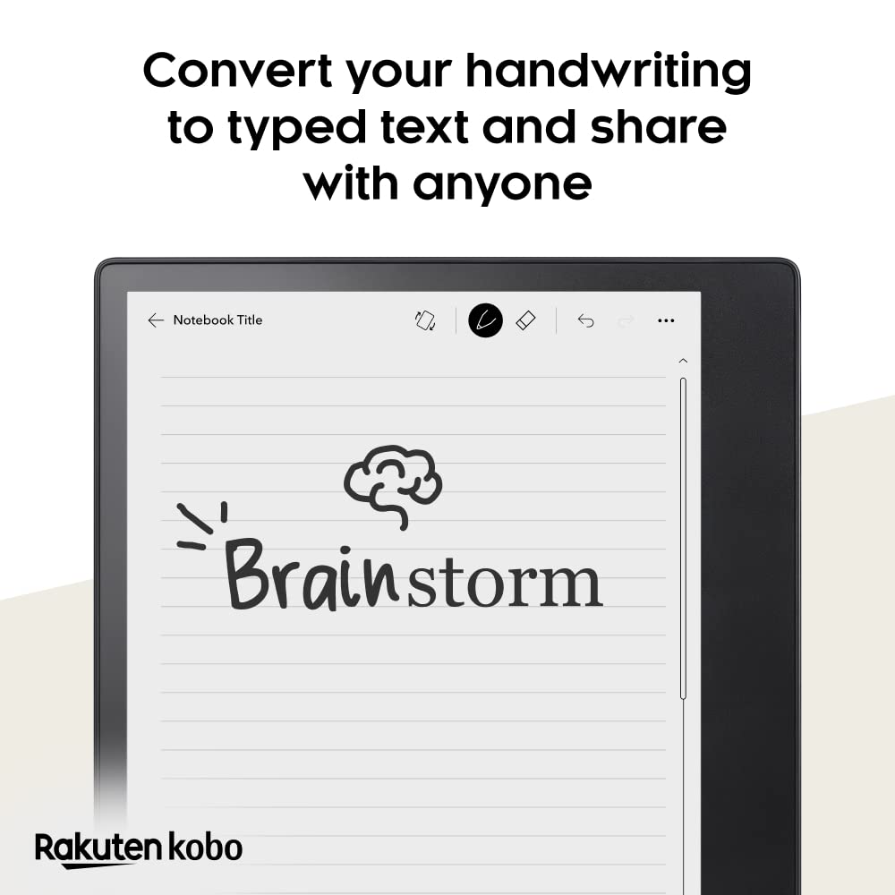 Convert your handwriting to typed text and share with anyone

Notebook Title

Brainstorm

Rakuten kobo