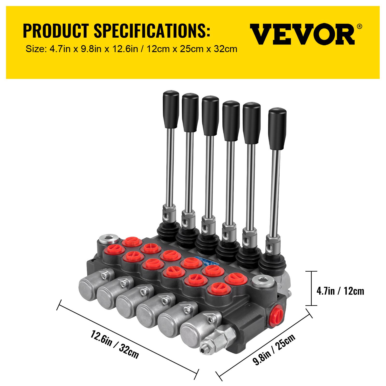 PRODUCT SPECIFICATIONS:  
VEVOR  
Size: 4.7in x 9.8in x 12.6in / 12cm x 25cm x 32cm