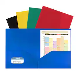 C-line - C Line Two Pocket Heavyweight Poly Portfolio Folder Assorted Primary Colors Pack of 10