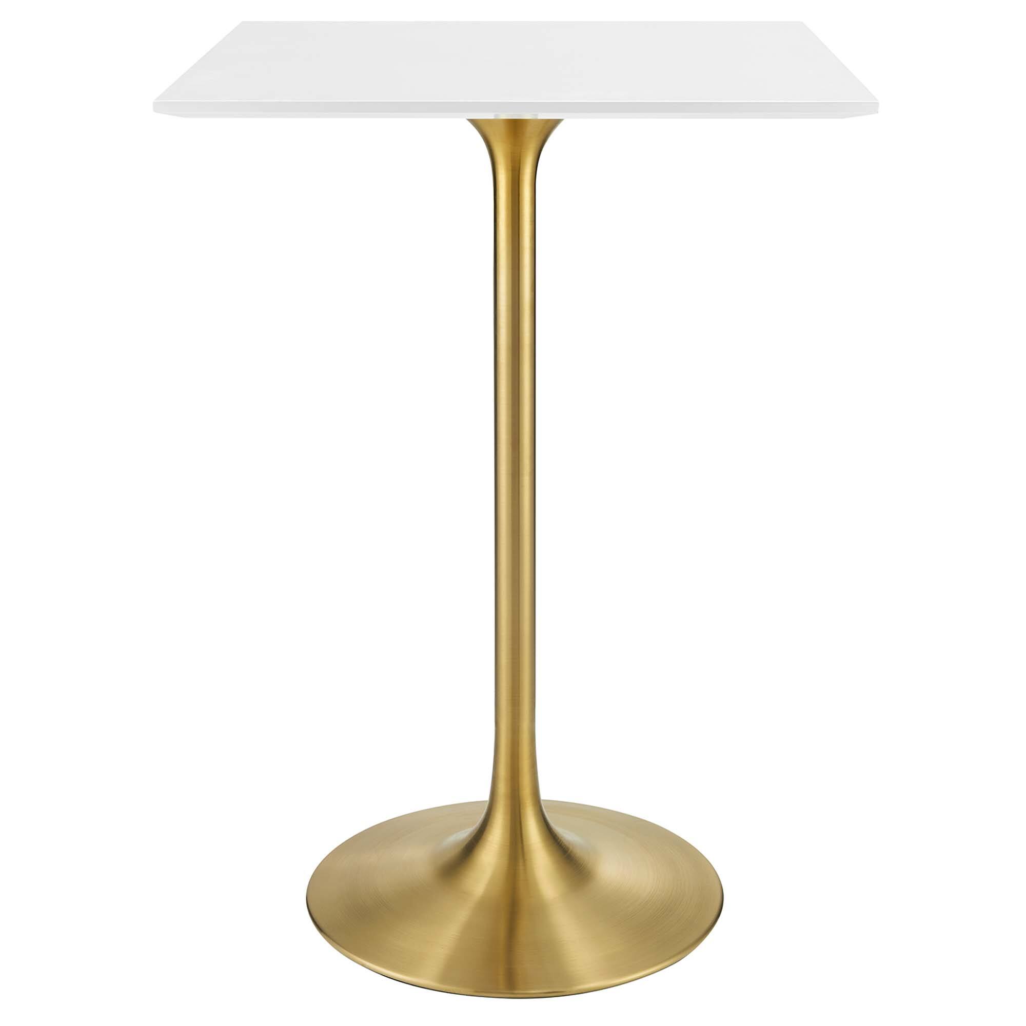 Angle. Modway - Lippa Square Wood Bar Table - Gold White.