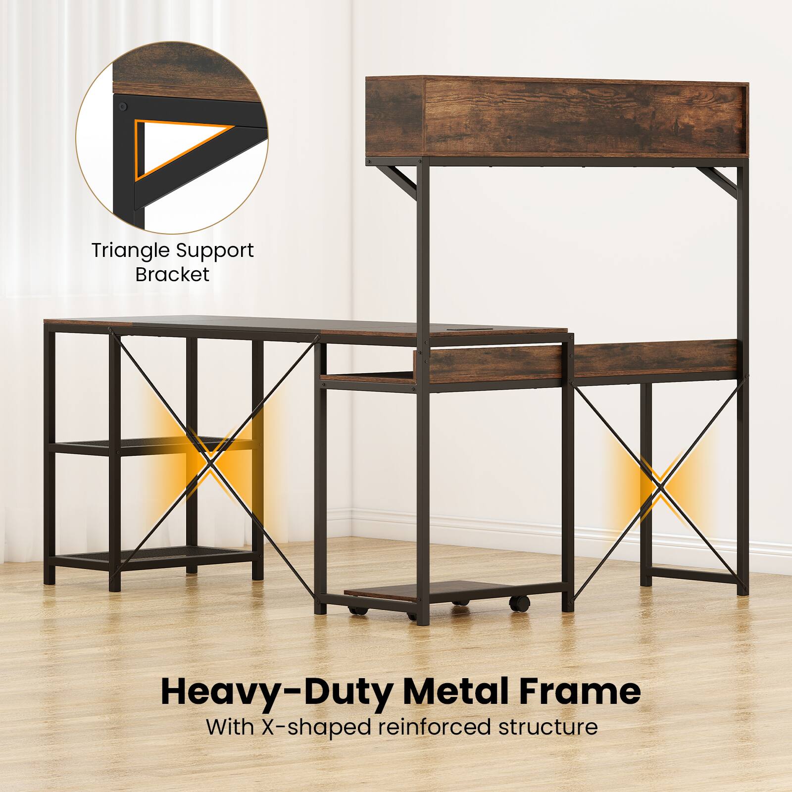 Triangle Support Bracket  
Heavy-Duty Metal Frame  
With X-shaped reinforced structure