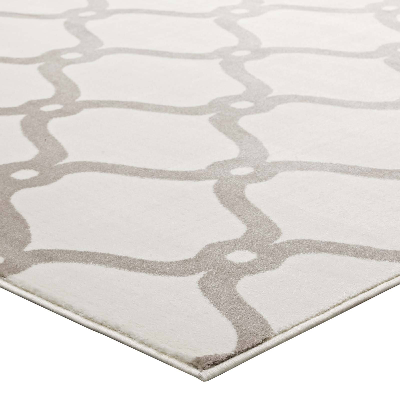 Alt View 2. Modway - Beltara Chain Link Transitional Trellis Area Rug - Beige and Ivory.