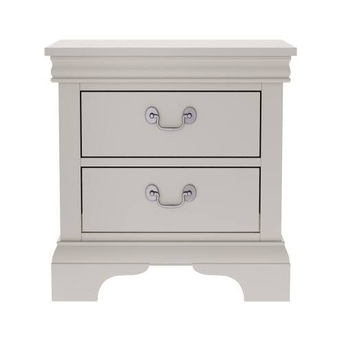 Alt View 1. LUCKY ONE - 22" Assembled Classic Wooden Nightstand 2-Drawer Antique Pulls - White.