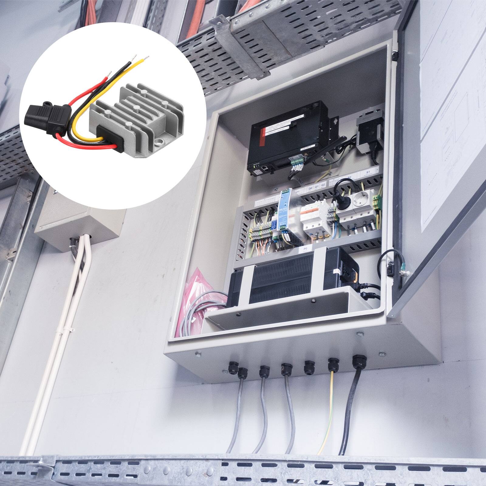 Alt View 4. Unique Bargains - DC 15-40V to 12V 10A 120W Step Down Converter with Fuse Waterproof Module for Car Truck - Silver.