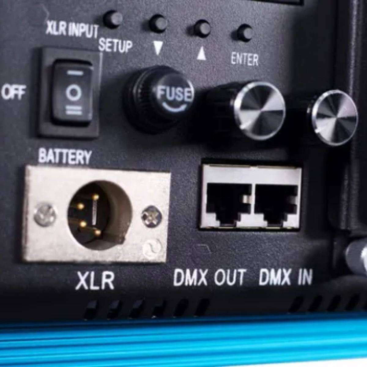 OFF XLR INPUT SETUP - FUSE ENTER BATTERY XLR DMX OUT DMX IN