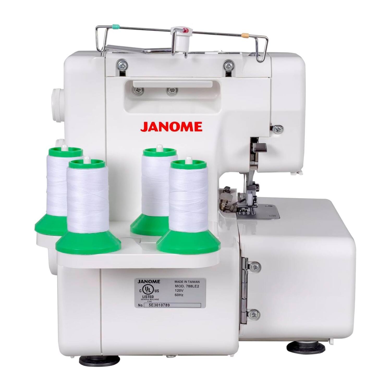 JANOME  
JANOME MADE IN TAIWAN MOD. 788LE2 C UL US 120V 60Hz LISTED  
No. 5E3010789