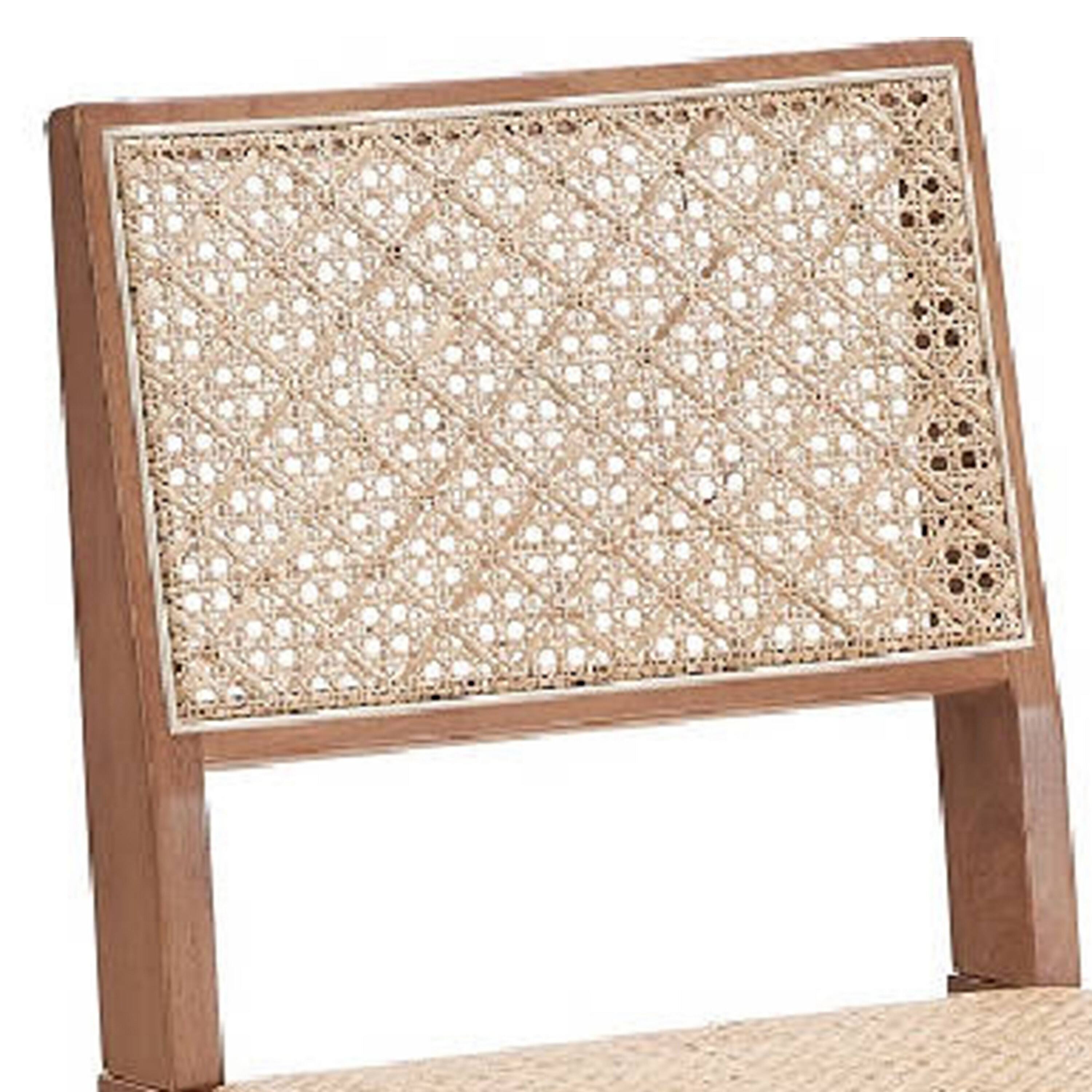 Alt View 2. Manhattan Lane - Tina 22 Inch Side Dining Chair Set of 2, Woven Rattan - Brown.