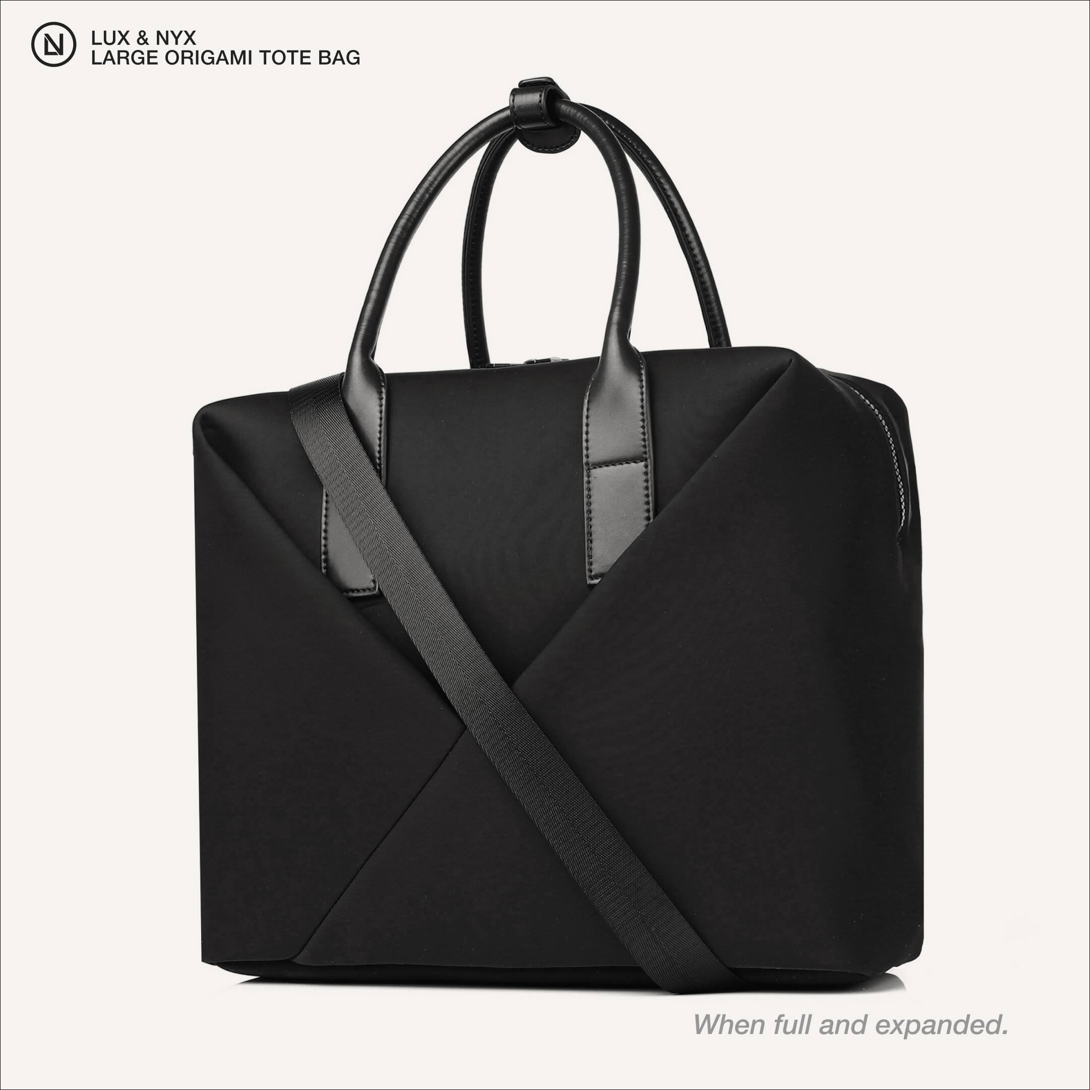LUX & NYX LARGE ORIGAMI TOTE BAG

When full and expanded.