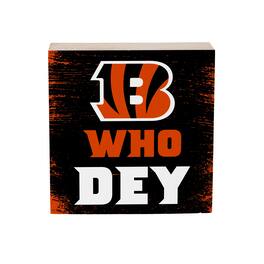 Evergreen Enterprises - Cincinnati Bengals 6" Square Fan Chant Wood Plock Shelf Sign - Multicolor