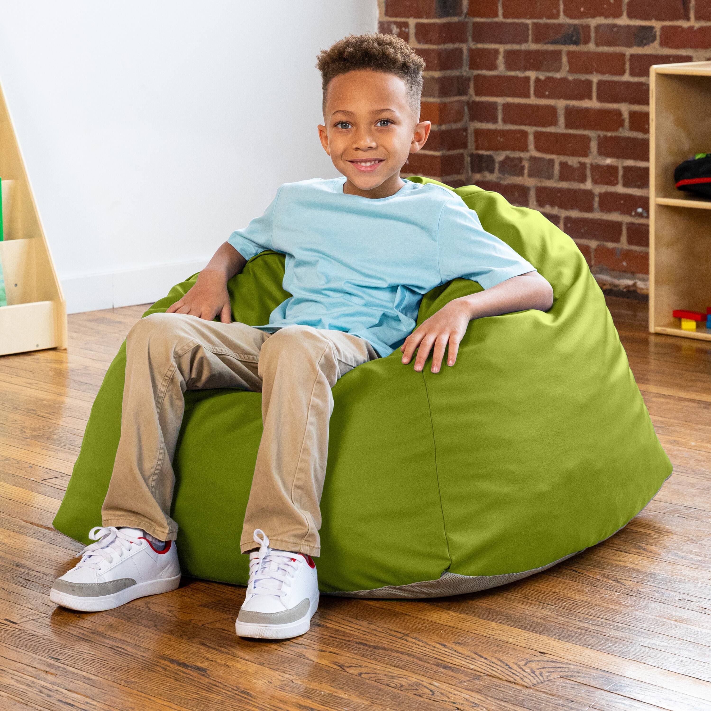 Angle. Jaxx - Jaxx Gumdrop Jr. Kids Bean Bag for Early Childhood & Educational Environments, Premium Vinyl - Green - Green.