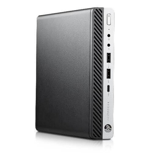 Angle. HP - EliteDesk 800 G4 Mini Tiny Business PC, Intel Hexa-Core i5-8500T up to 3.5GHz, 16GB DDR4 RAM, 256GB NVMe SSD - Black.