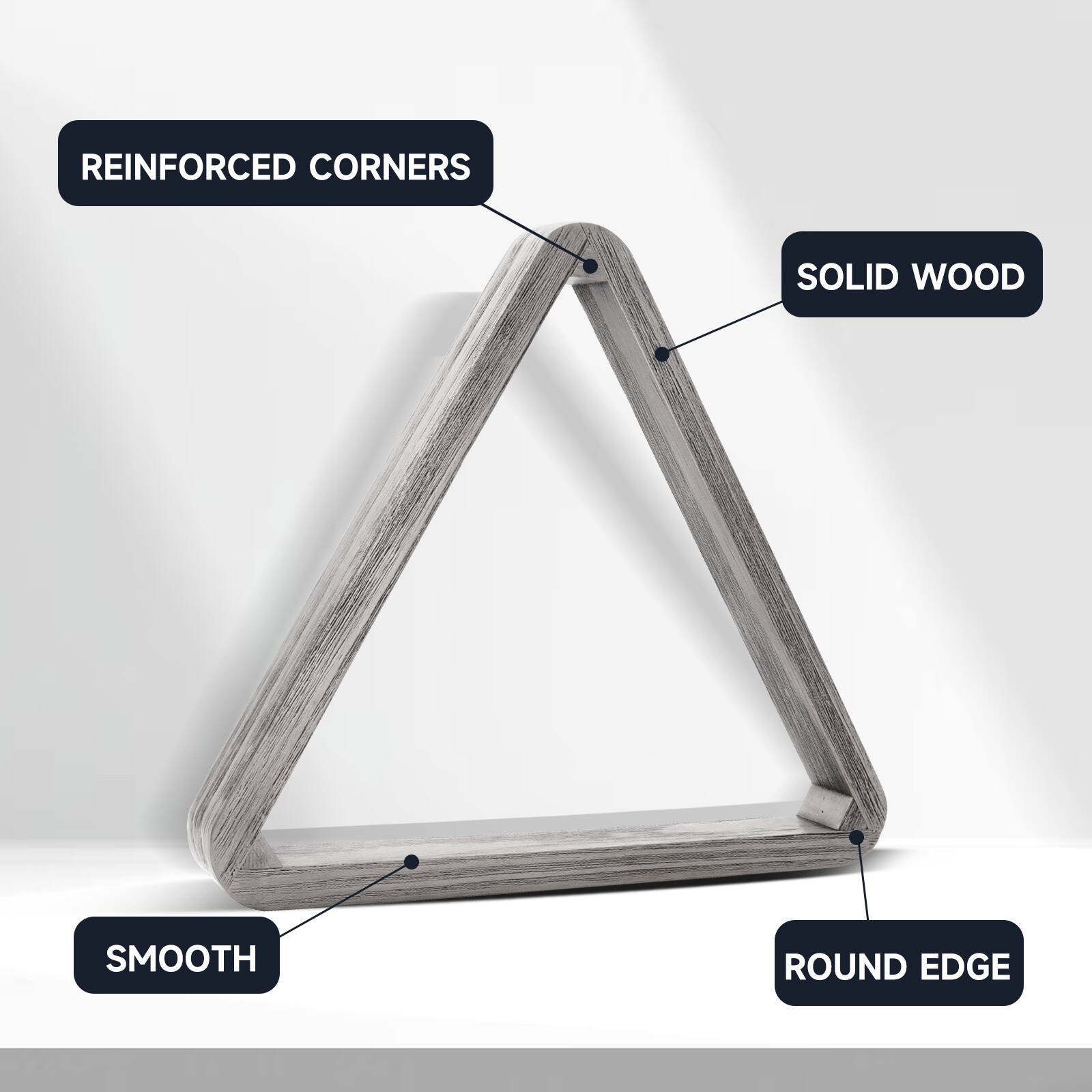 REINFORCED CORNERS, SOLID WOOD, SMOOTH, ROUND EDGE