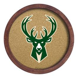 The Fan-Brand - Milwaukee Bucks 20.25'' Round Faux Barrel Framed Cork Board - Multicolor
