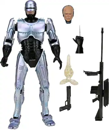 Front. NECA - RoboCop Ultimate 7 Inch Action Figure | RoboCop - Silver.