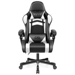 Brick Attic - Ergonomic Gaming Chair, PU Leather Racing Style Game Office Chair, Adjustable Backrest Swivel Gamer Chair Computer Chair - White