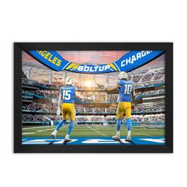 Sporticulture - Ladd McConkey and Justin Herbert Los Angeles Chargers Framed Two-Player Art Print - Blue