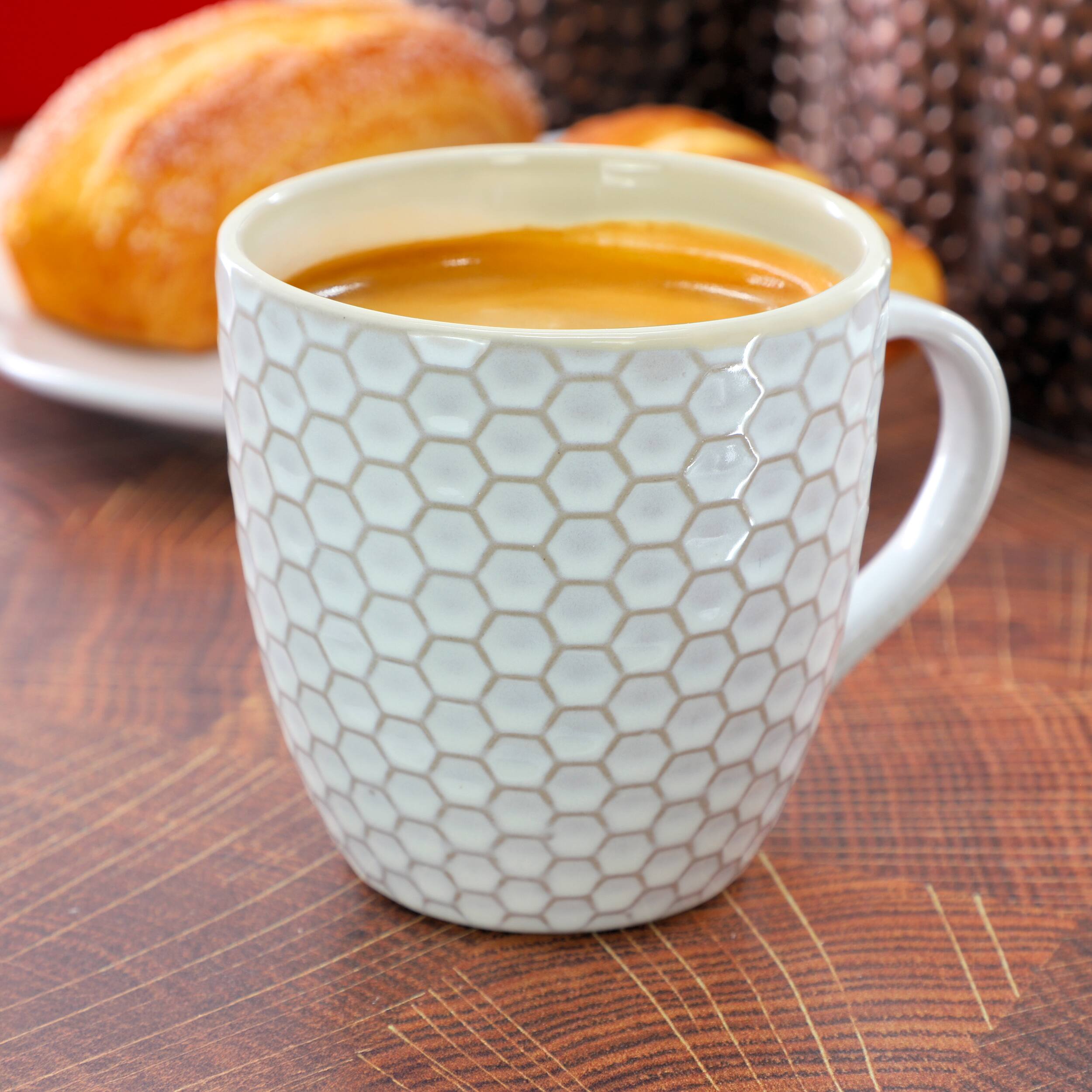 Alt View 5. Elama - Elama Honeycomb 6 Piece 15 Ounce Mug Set in White - White.