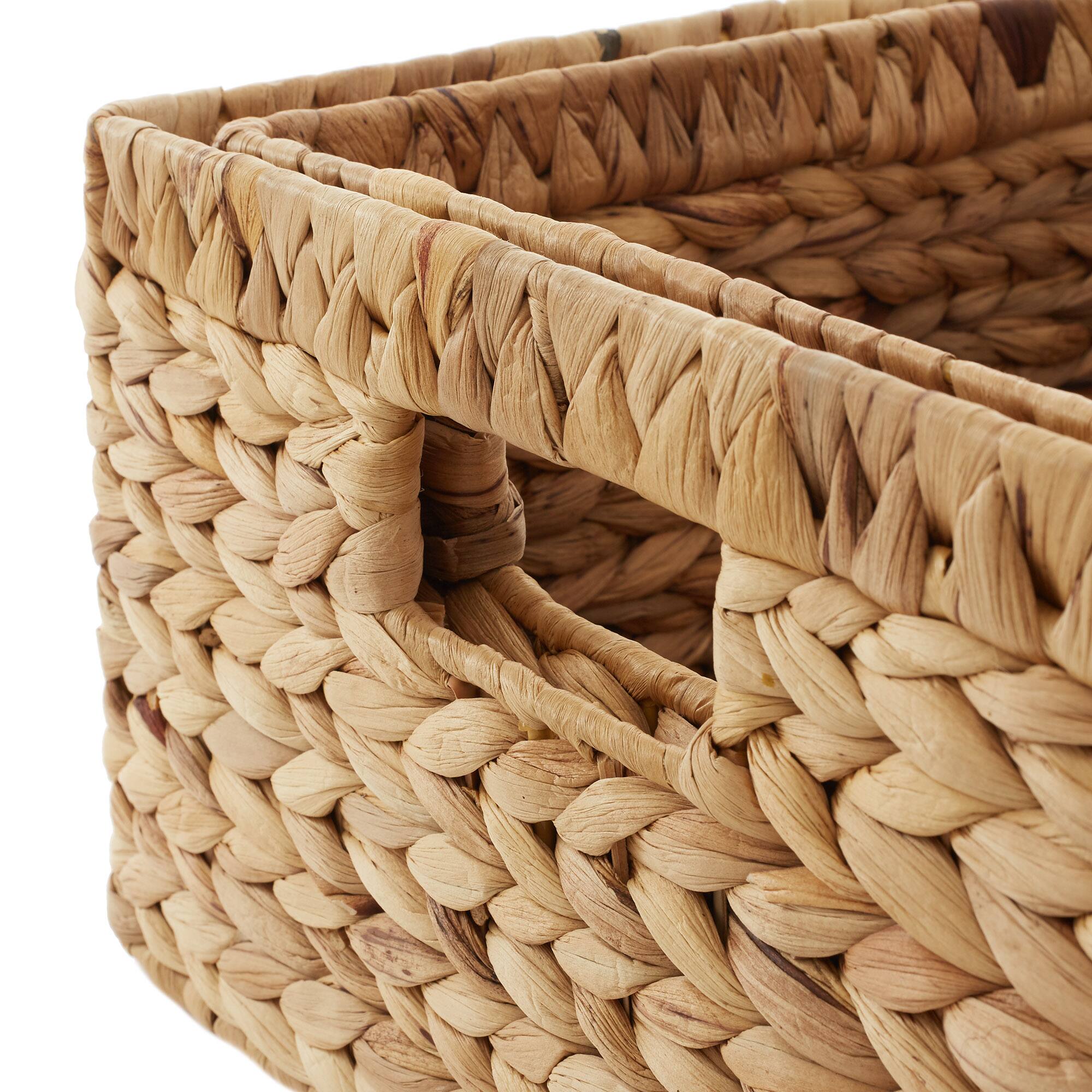 Alt View 4. Casafield - Hyacinth Storage Basket Set with Handles - Woven Bin Organizers - Natural - Hyacinth.
