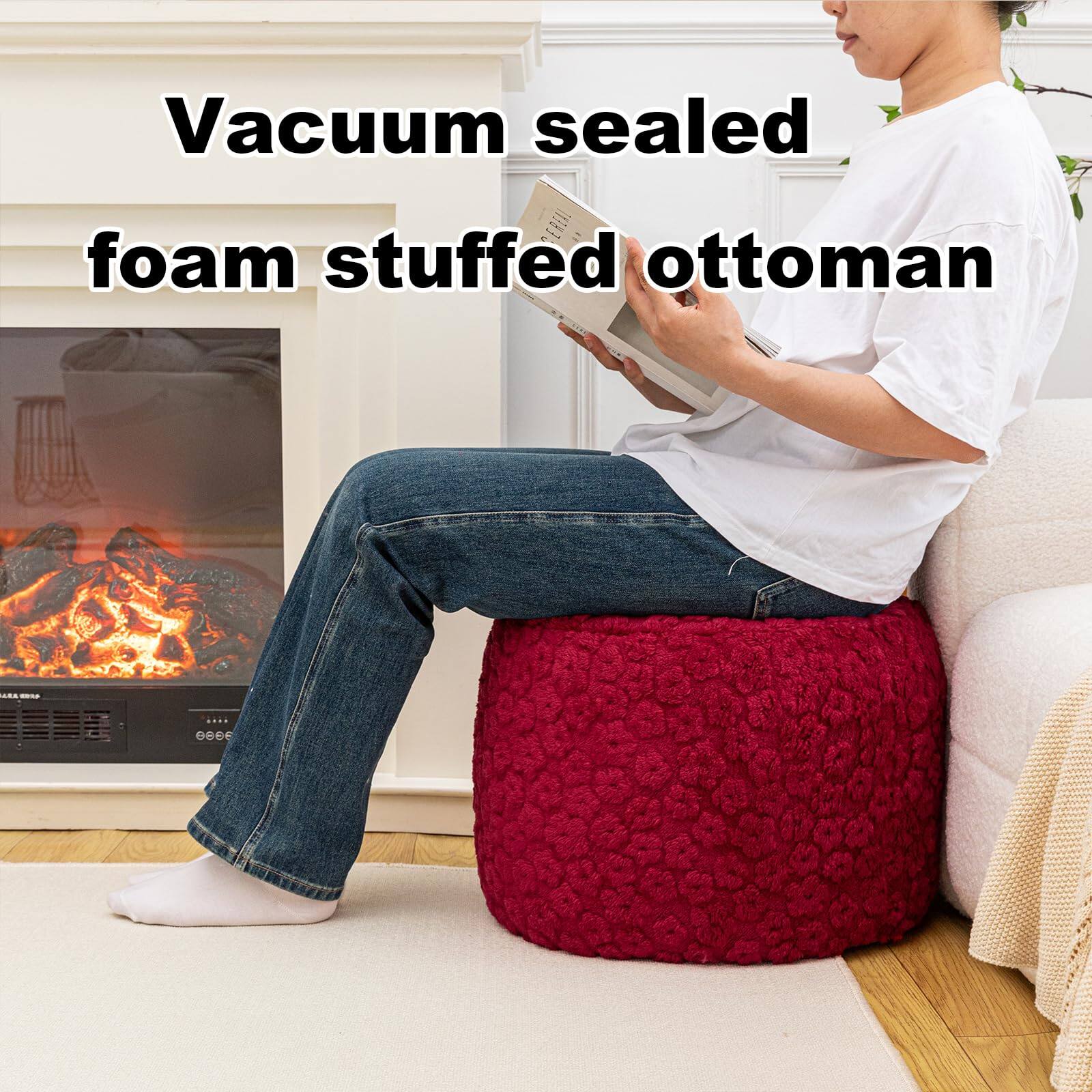 Vacuum sealed foam stuffed ottoman