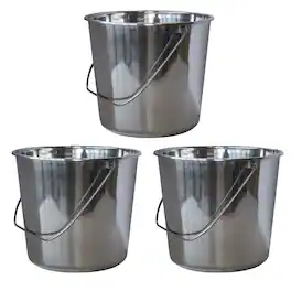 AmeriHome - Medium Stainless Steel Bucket Set - 3 Piece - Silver