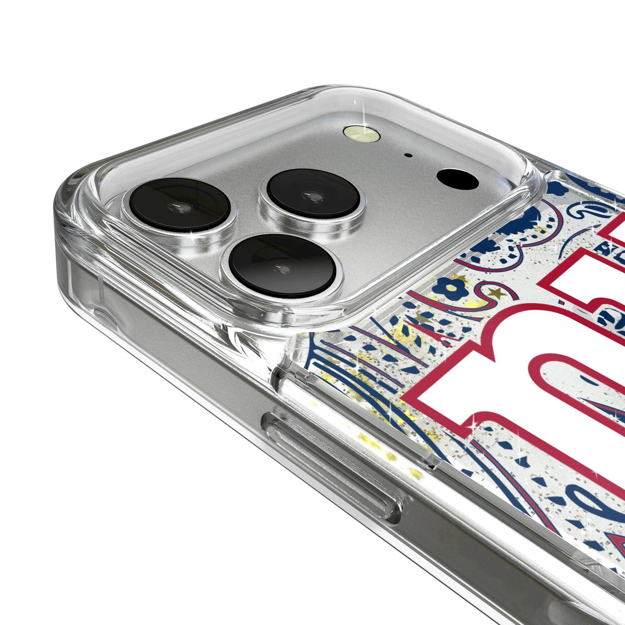 Alt View 2. Keyscaper - New York Giants iPhone Paisley Design Glitter Case - 16 Pro - Multicolor.