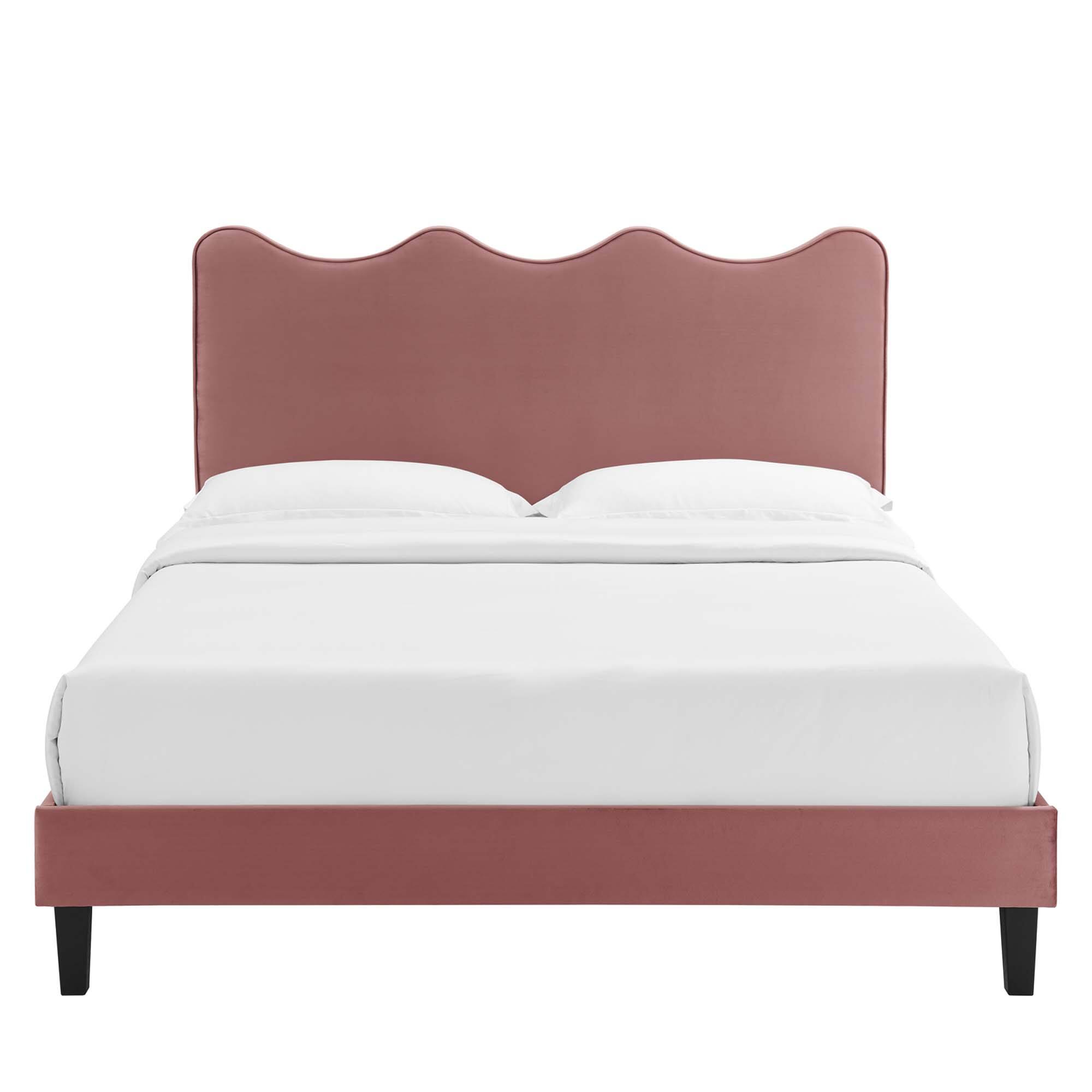 Alt View 7. Modway - Current Performance Velvet Queen Platform Bed - Red.