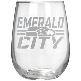 Great American Products - Seattle Seahawks Etched 17oz. Rally Cry Stemless Wine Glass - Multicolor