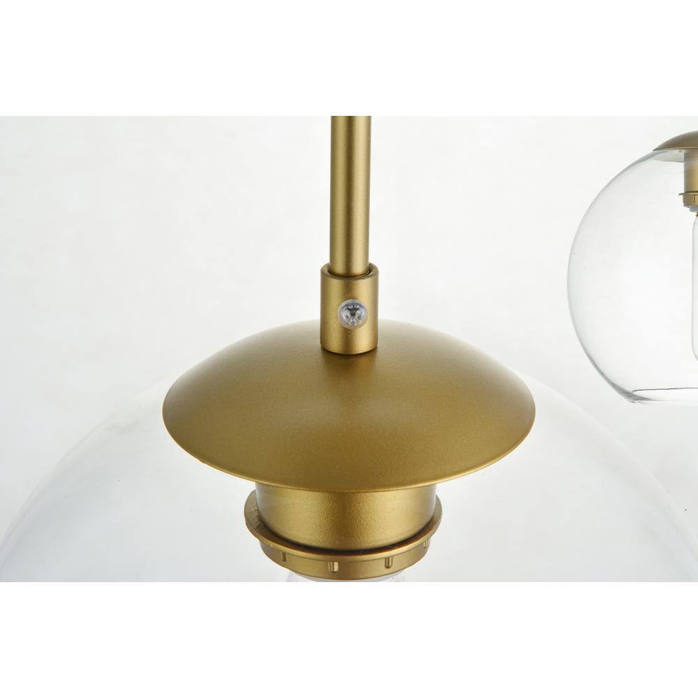 Left. Living District - Baxter 3 Lights Brass Pendant With Clear Glass - Brass And Clear.