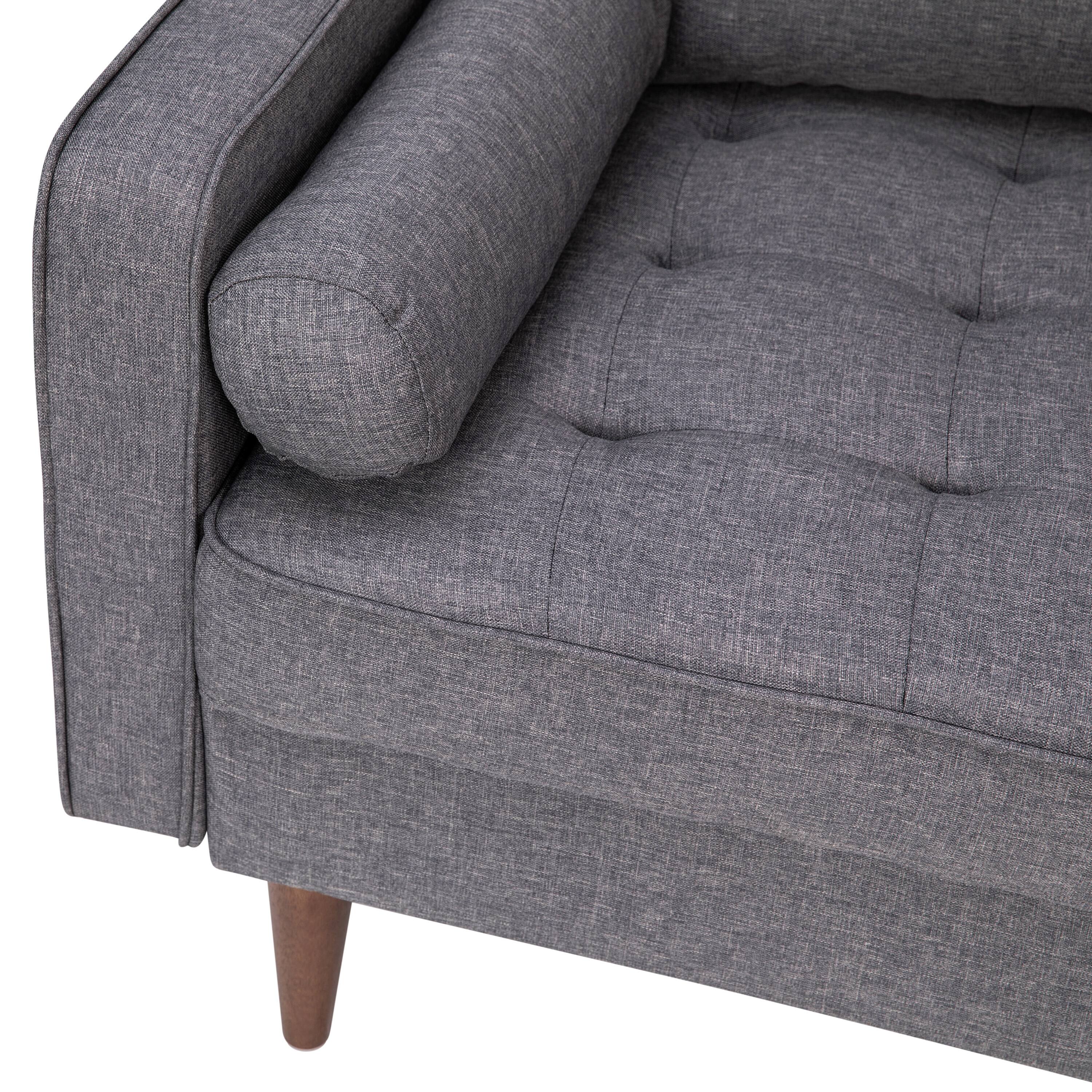 Alt View 10. Emma + Oliver - Holden Upholstered Mid-Century Modern Pocket Spring Loveseat with Wooden Legs and Removable Back Cushions - Dark Gray.