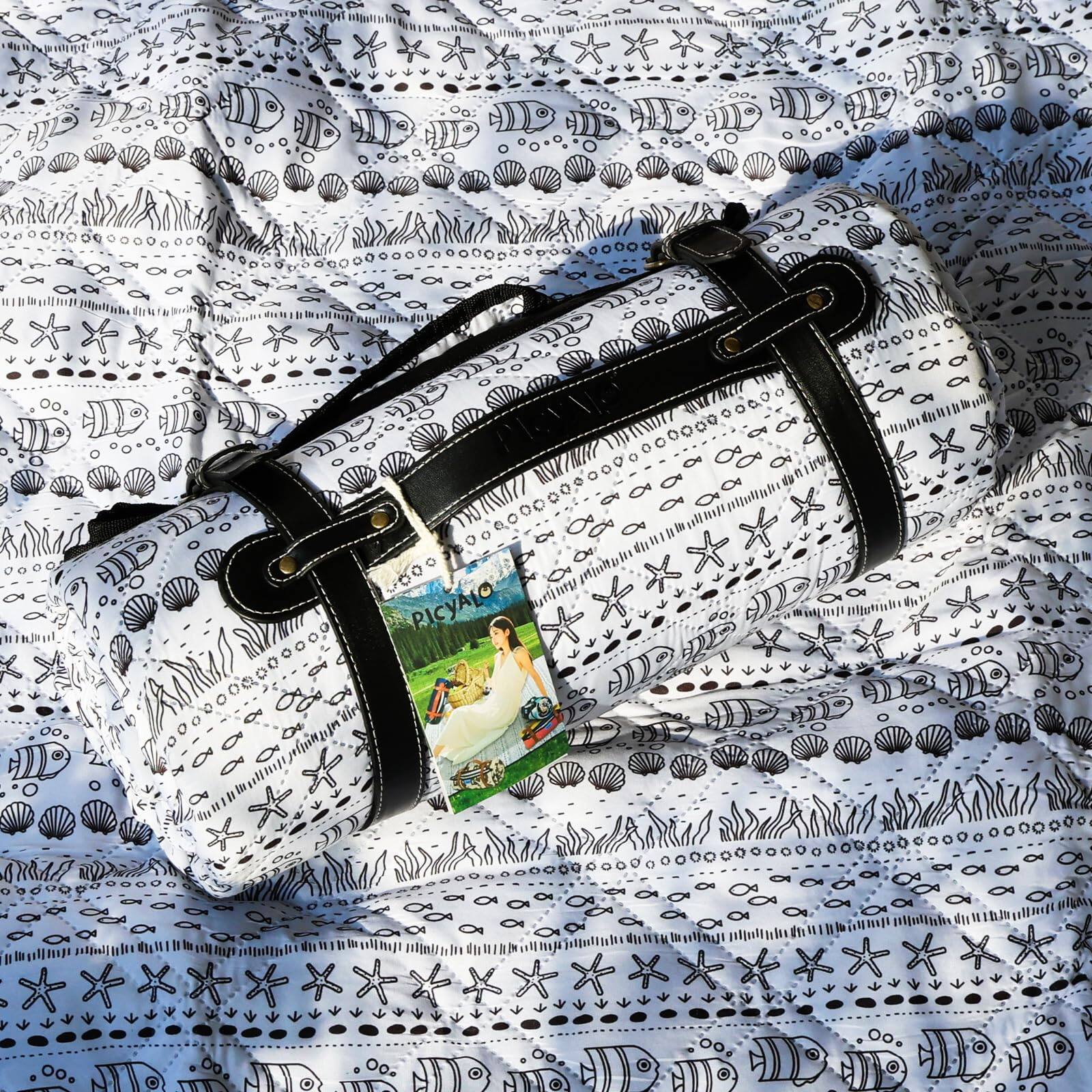 Front. Cedar Assembly - " Double Thickened Picnic Blankets(g High Density Cotton Stuffed) Navy Floral Pattern Outdoor Mat Portable ... - White-60"x80".