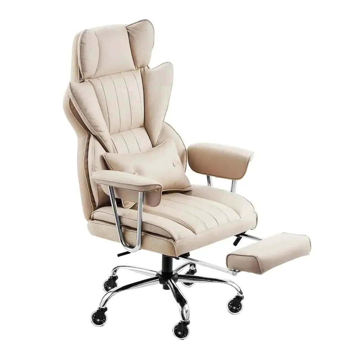 Angle. Platinum-Level - Big and Tall Ergonomic Office Chair with Footrest and Lumbar Support - Khaki/Beige.