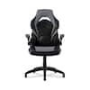 Front. Emerge - Vortex Bonded Leather Gaming Chair, Supports Up to 301 lbs, 17.9" to 21.6" , Gray/Black Back, Black Base - Black.