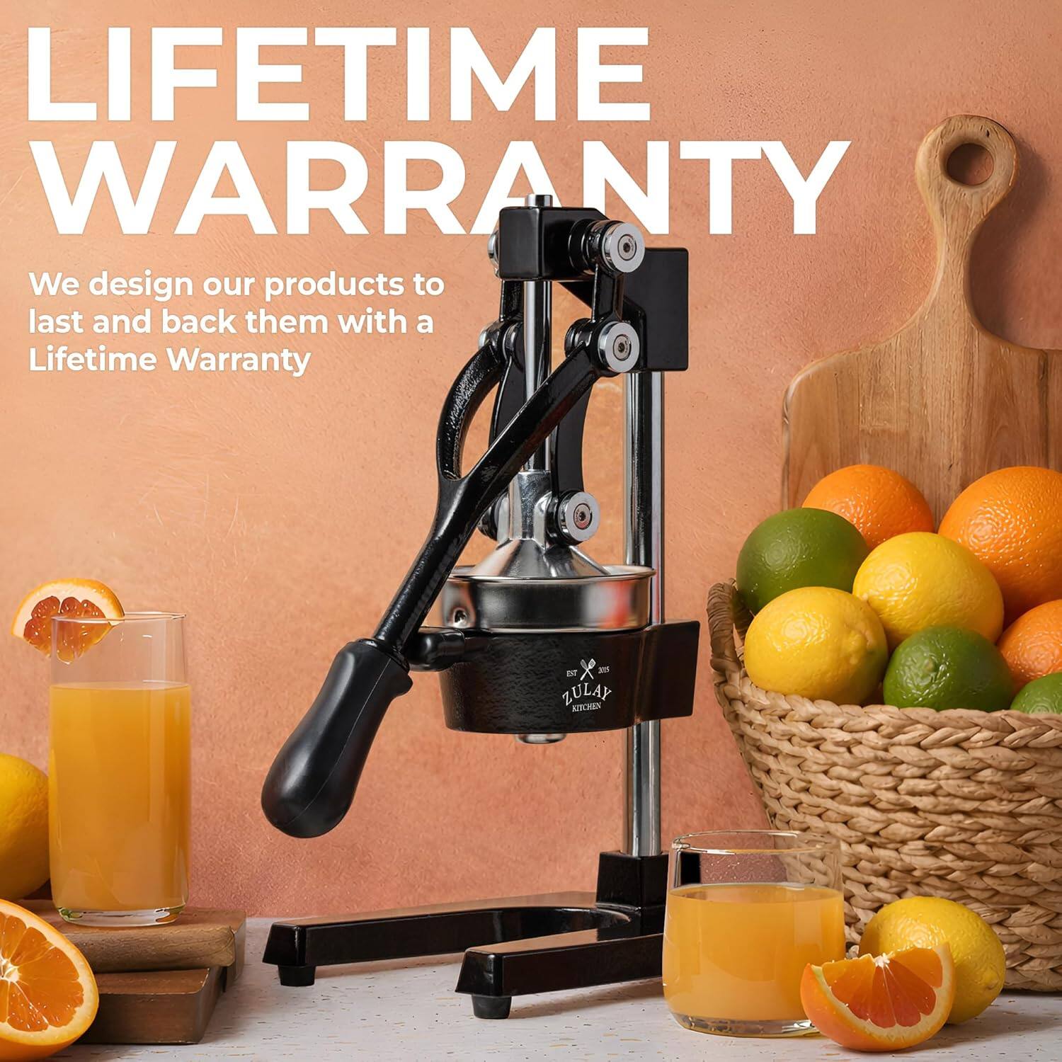 Zulay Kitchen Cast Iron Manual Citrus Press & Orange Squeezer