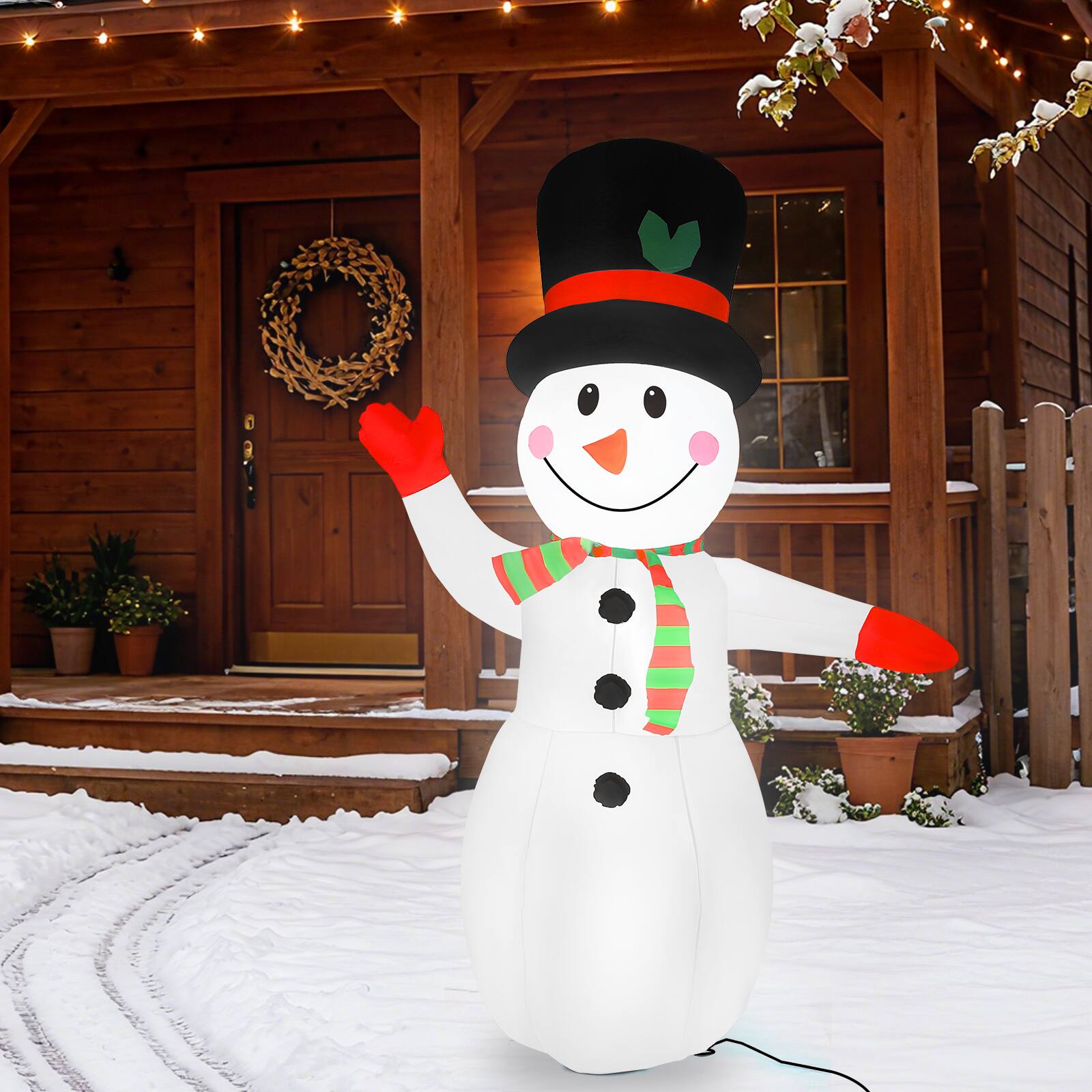 Alt View 2. Oumilen - 8FT Inflatable Snowman Yard Decoration – Light‑Up Blow‑Up Snowman with Hat & Scarf, Waterproof Outdoor Lawn Decor.
