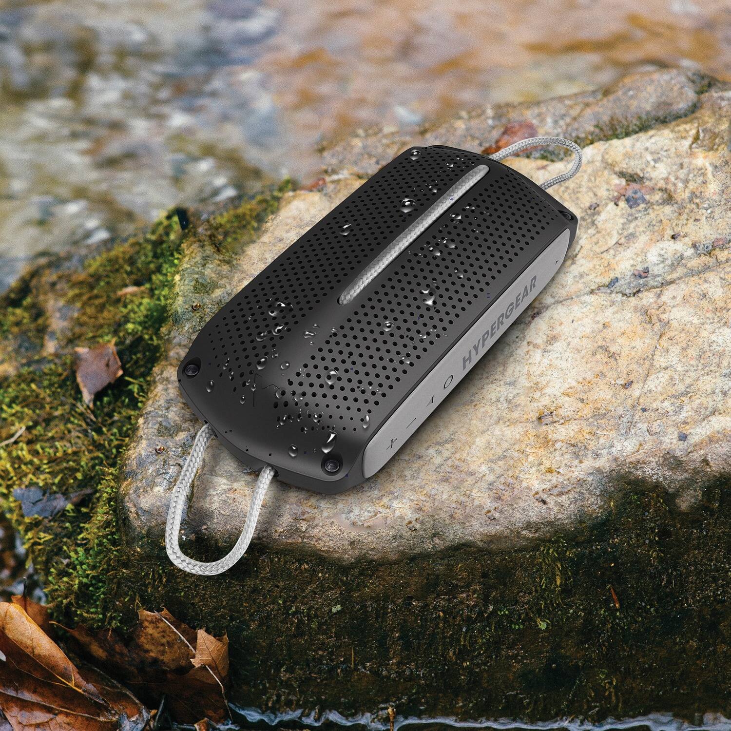 Left. HyperGear - Wave Water-Resistant Bluetooth Speaker - Black/Gray.