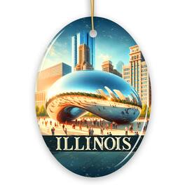 OrnamentallyYou - Modern Illinois Cloud Gate Ornament, Iconic Chicago Bean Christmas Gift and Urban Landmark Souvenir - Multi-colored