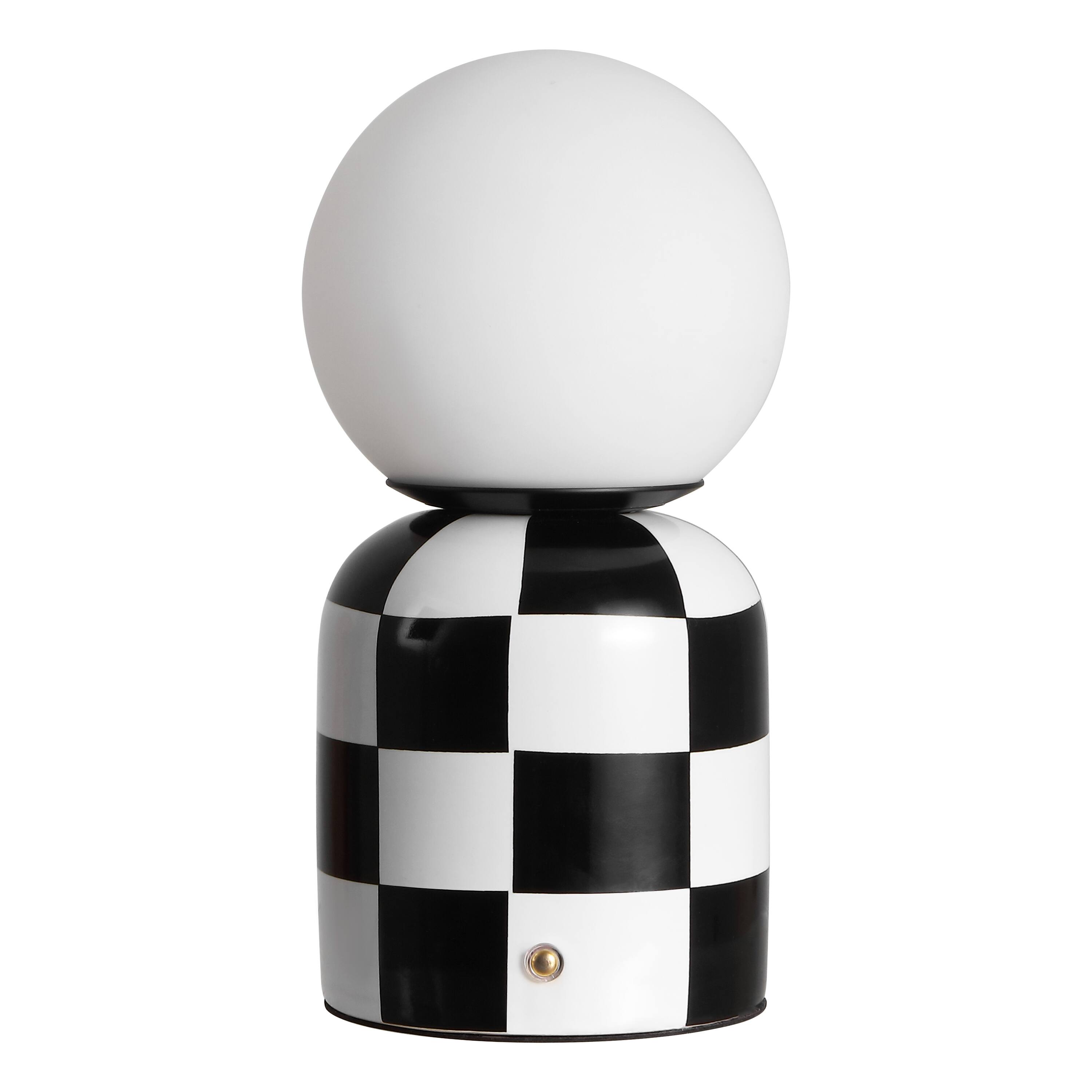 Alt View 7. Jonathan Y - Zira 10 in. Ceramic Rechargeable Cordless Portable Dimmable with Frosted Globe Shade LED Table Lamp, Black/White - Black/White.