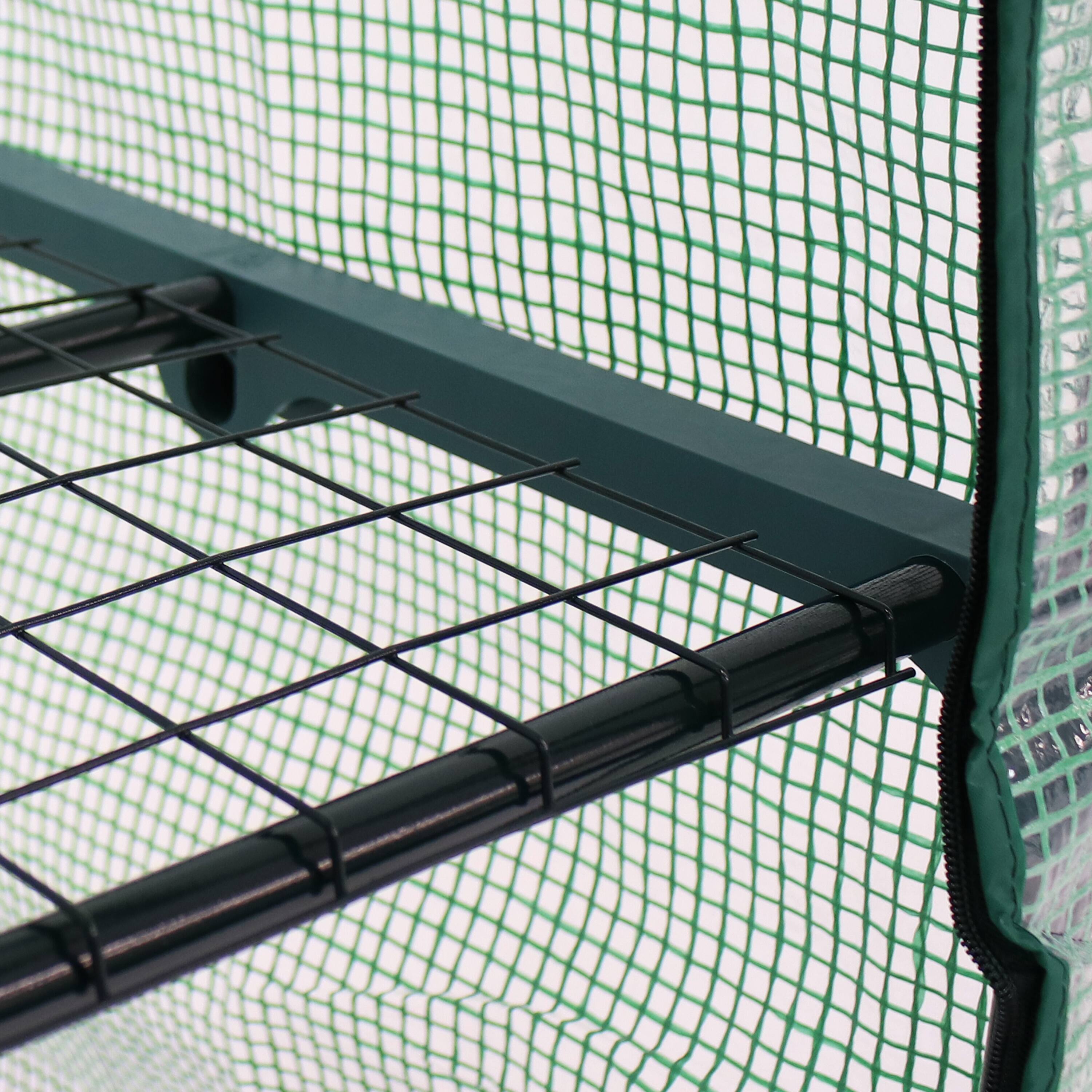 Alt View 9. Sunnydaze - Iron PVC Cover Mini Greenhouse with 3 Shelves/Zipper - Green.