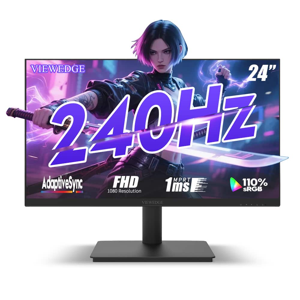 Viewedge - 24 Inch Gaming Monitor FHD 240hz, VA 1ms 1080p 110% sRGB, HDMI & DP Port, Support Wall Mount - Black