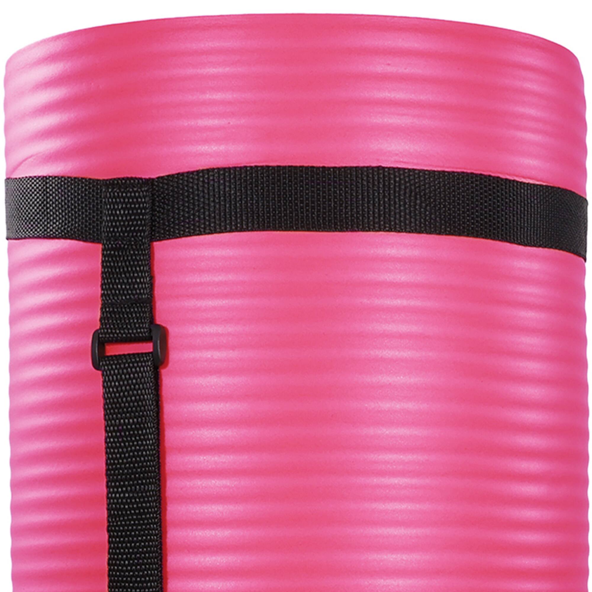 Alt View 6. BalanceFrom Fitness - BalanceFrom Fitness 1" Extra Thick Yoga Mat w/Knee Pad and Carrying Strap, Pink - Pink.