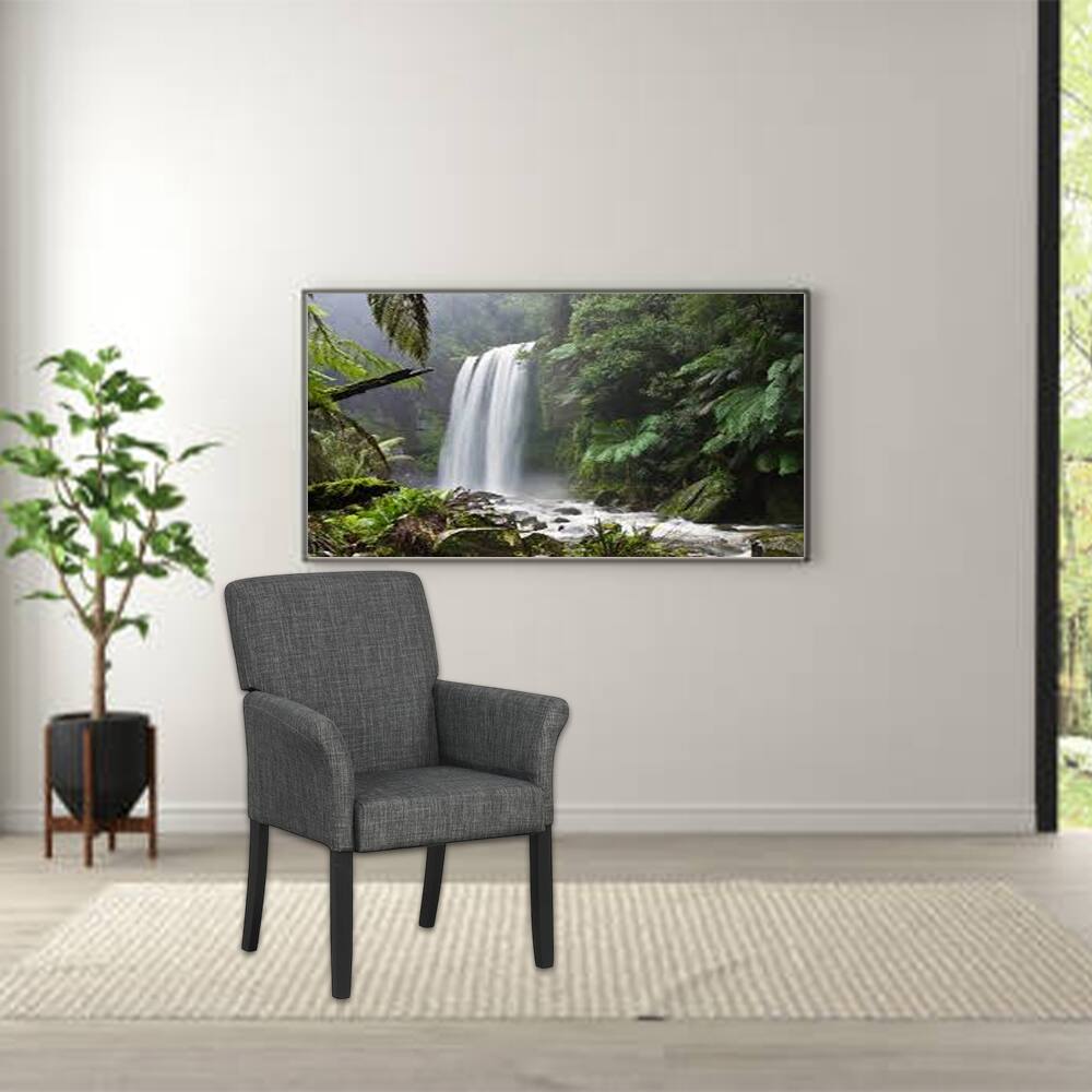 Front. Hivvago - Fabric Executive Armchair with Solid Rubberwood Legs - Gray.