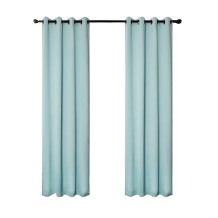 Front. RT Designers Collection - RT Designers Collection 100% Polyester 250 GSM Riley 100% Blackout Grommet Panel 54" x 95" Blue - Blue.