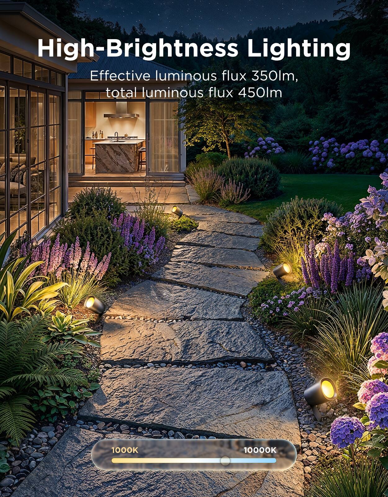 High-Brightness Lighting  
Effective luminous flux 350lm, total luminous flux 450lm  
1000K 10000K