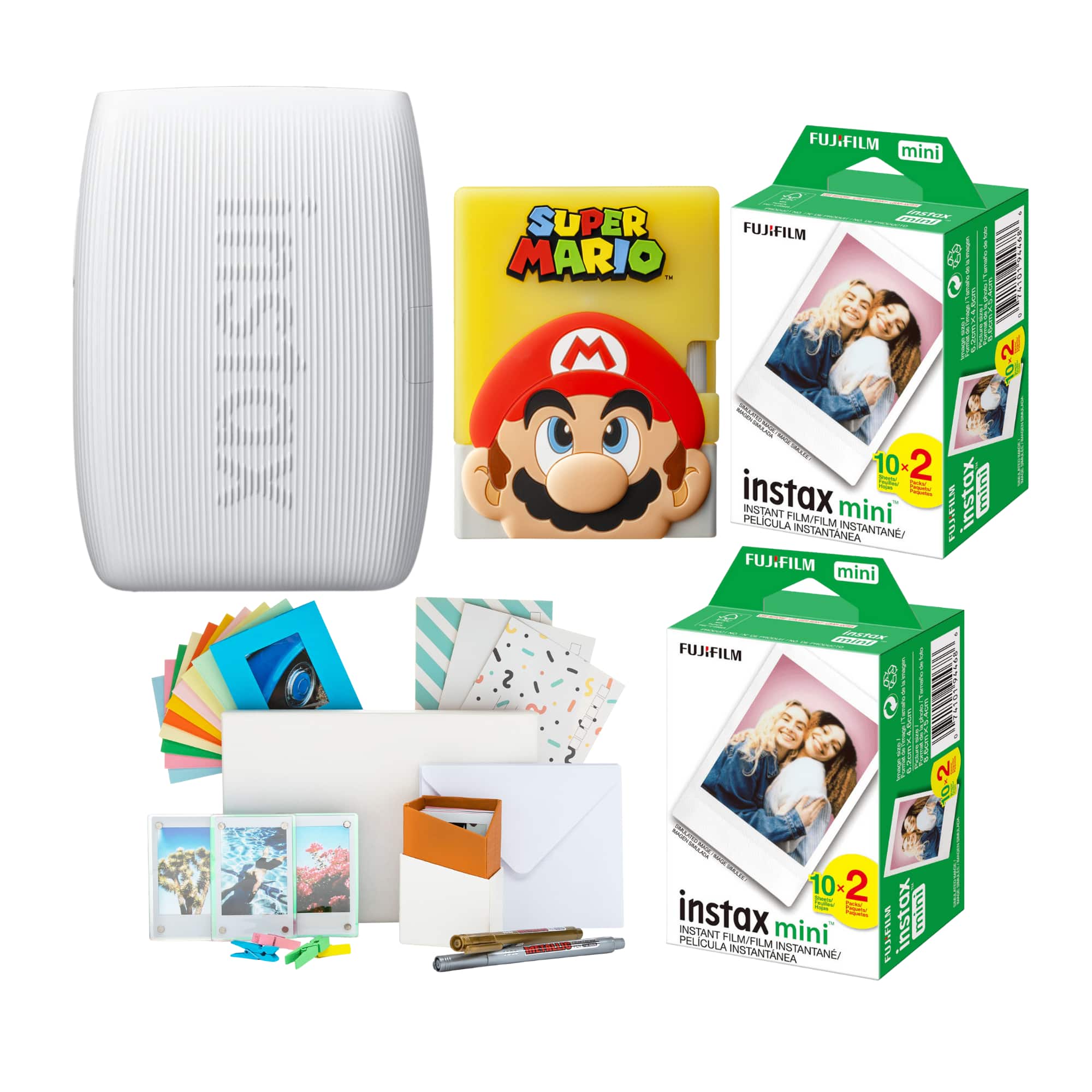 Fujifilm - Instax Mini Link 3 Smartphone Printer (Clay White) Bundle