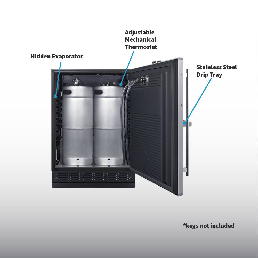 Adjustable Mechanical Thermostat Hidden Evaporator Stainless Steel Drip Tray *kegs not included