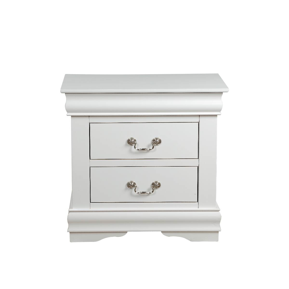 Alt View 2. Loheer - Loheer Modern White Nightstand with Two Drawers and Brushed Nickel Handles - White.