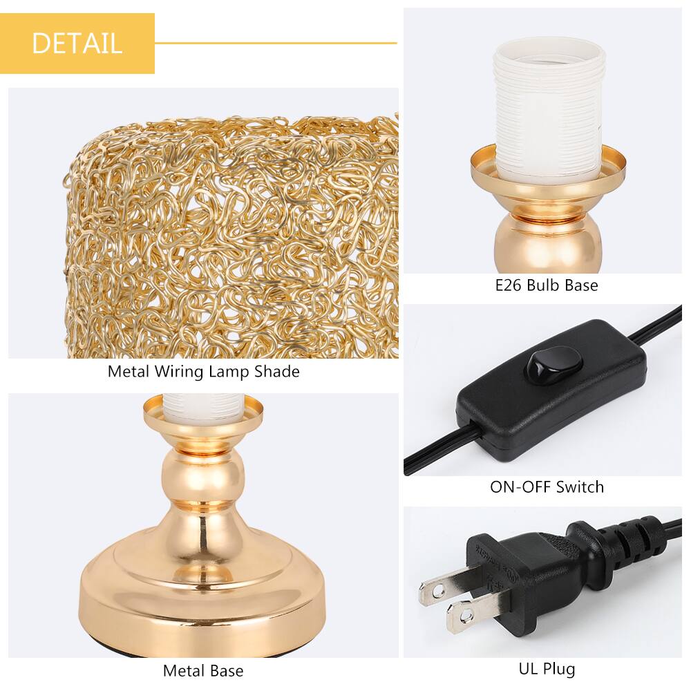 DETAIL

- E26 Bulb Base
- Metal Wiring Lamp Shade
- Metal Base
- ON-OFF Switch
- UL Plug